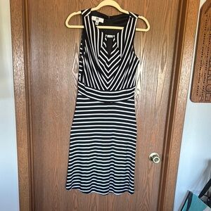 Black and White Striped Sleeveless Dress